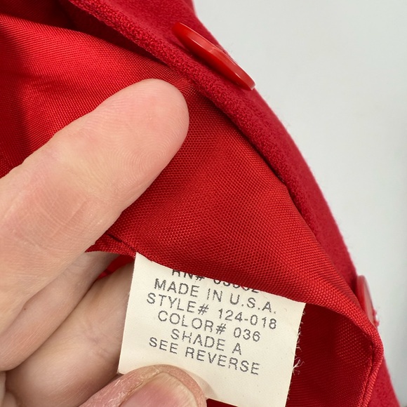 Hugo Buscati collection 100% wool hidden button closure long red blazer jacket 2 - Picture 9 of 9